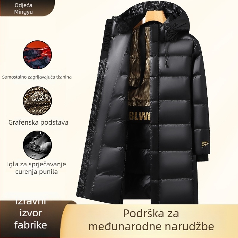 Unisex kapuljača jakna od downa – dugačka 80–100 cm, punjenje od bijelog gusjeg downa, gustoća punjenja 550, zaštita od hladnoće -50°C do -20°C