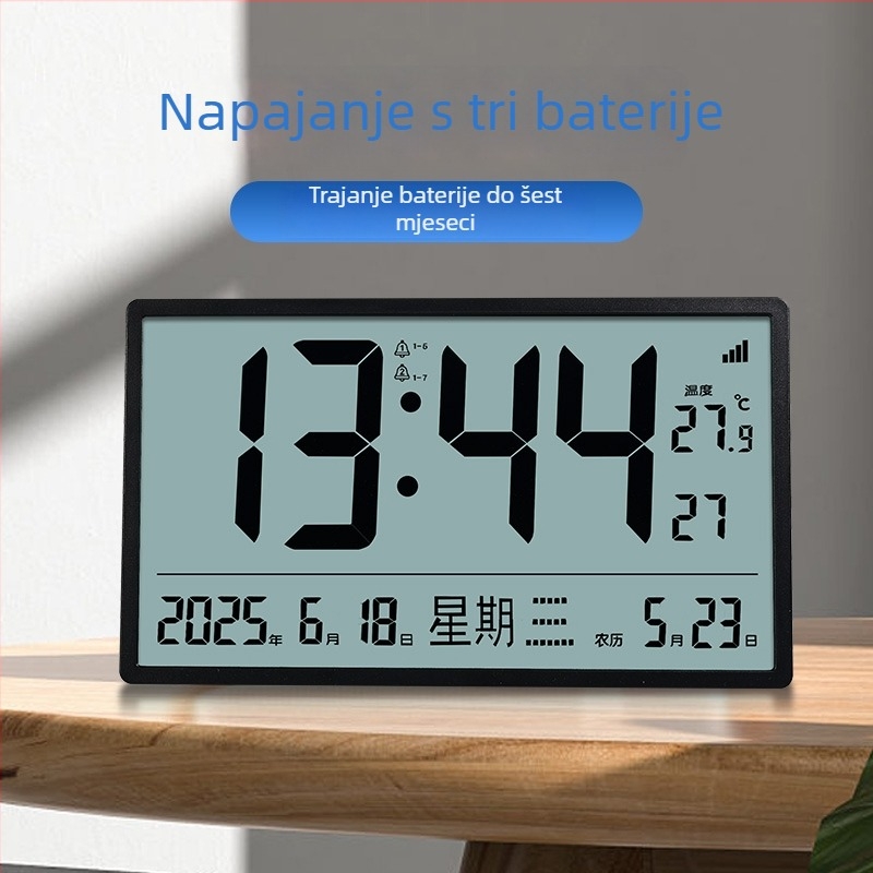 Digitalni sat, napajan baterijom, tih rad, cifernik od kaljenog stakla, plastično kućište