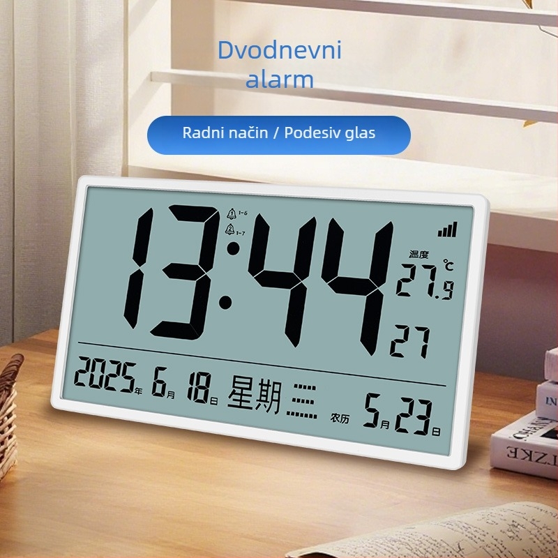 Digitalni sat, napajan baterijom, tih rad, cifernik od kaljenog stakla, plastično kućište