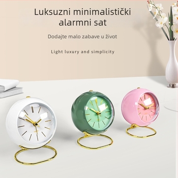 Alarmni sat europskog stila, metalno kućište, tih rad sekundnog mehanizma, elektronički dječji budilnik s LCD zaslonom i analognim brojevima, napajanje baterijama