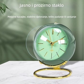 Alarmni sat europskog stila, metalno kućište, tih rad sekundnog mehanizma, elektronički dječji budilnik s LCD zaslonom i analognim brojevima, napajanje baterijama