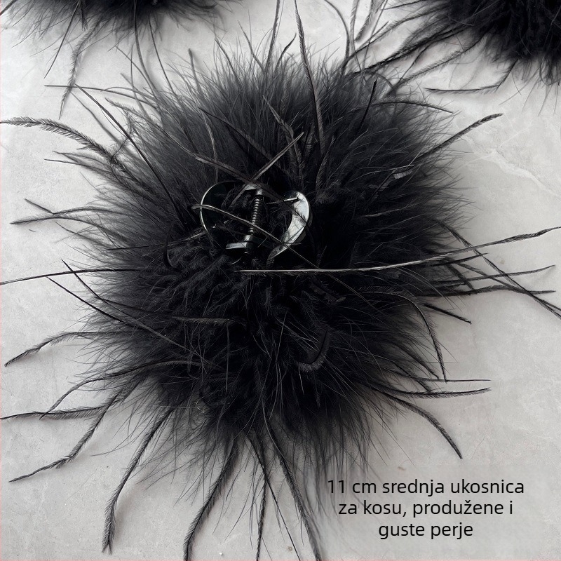 Klipsa za kosu s perjem – Super vila stil, ručno izrađeni dodatak za glavu (Materijal: Pero; Stil: Super vila; Postupak: Ručno izrađeno; Kategorija: Dodaci za glavu)