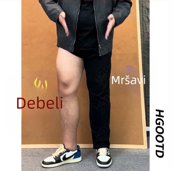 Monster Lab Muške bootcut traperice, jesen-zima, plus size, toplo fleece podstava, denim od pamuka