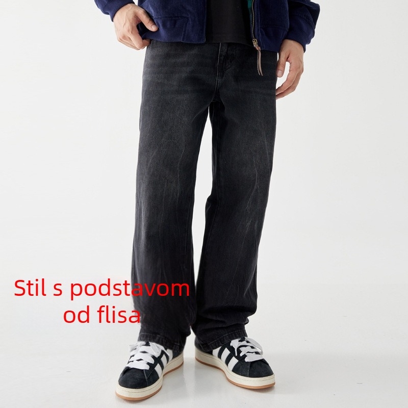 Muške traperice s ravnim krojem, srednja visina pojasa, pamuk 94,3%, pranje i distressed, zip zatvarač