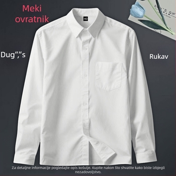 Muška košulja s dugim rukavima, stojeći ovratnik, labav kroj, jednobojna, glavno vlakno: 96% lan, otporna na habanje, pogodna za poslovne i svatbene prilike, proljeće 2025