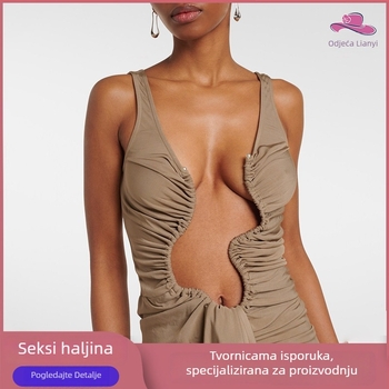 Lianyi odjeća Bez rukava duga haljina-slip visokog struka elastični poliester sa zatvaračem