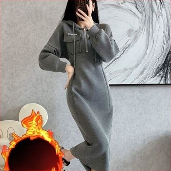 Haljina s kapuljačom, duga suknja, mrežasti materijal, književno retro stil, proljeće 2025