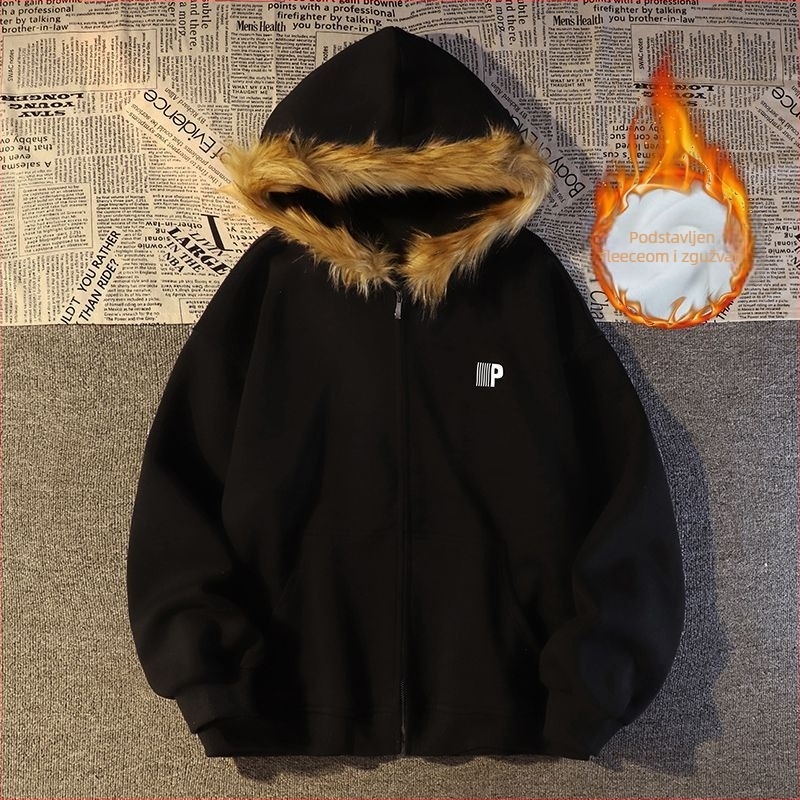 Ženski kardigan s kapuljačom i zatvaračem, širok kroj, polo ovratnik, spandex materijal, duljina 50–65 cm