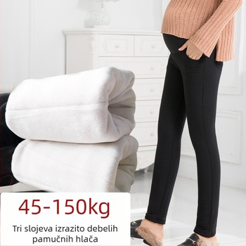 Trudničke hlače za zimu — trostruko fleece podstava, pamuk 70–80%, Island Velvet, super debele, podrška trbuhu