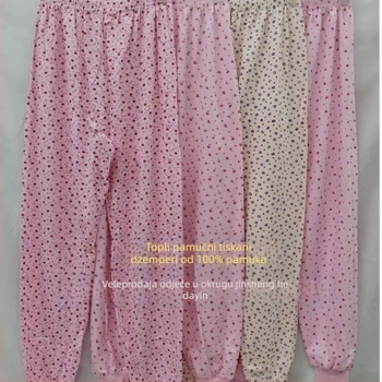 Ženske pantalone od pamuka s floralnim uzorkom, topli, jednoslojno, 100% pamuk, gustoća tkanine 181–200 g/m²