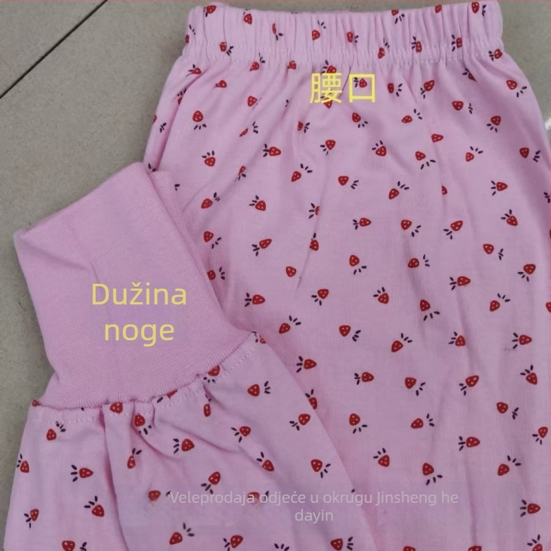 Ženske pantalone od pamuka s floralnim uzorkom, topli, jednoslojno, 100% pamuk, gustoća tkanine 181–200 g/m²