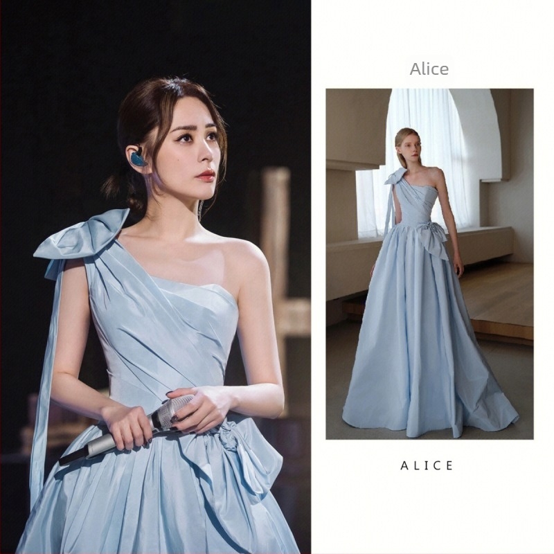 Večernja haljina, A-linijski kroj, visok struk, bez rukava, duga haljina, tkanina 30-50%