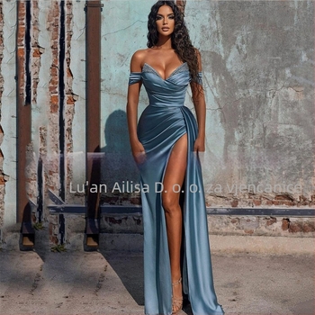 Večernja haljina s tube-top izrezom, bez rukava, visokim strukom, A-kroj