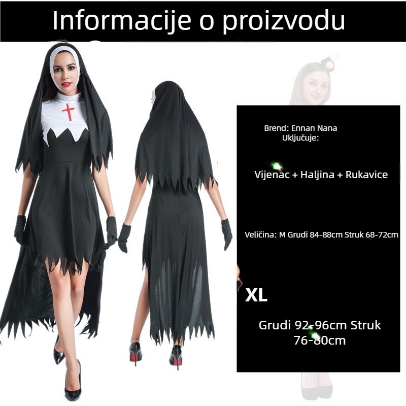 Halloween cosplay kostim za žene – vampirska duh tema, poliestersko vlakno, bez ovratnika, scenska/party odjeća