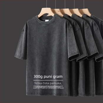 Unisex pamucna majica kratkih rukava, 96% pamuk, 300-350 g, distressed stil, širok kroj, okrugli izrez