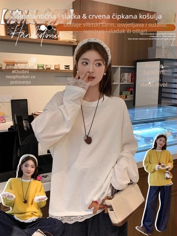 Majica od bambus-pamuka, 70–80% pamuk, pulover stil za dnevno nošenje, dugi rukavi, slobodan kroj