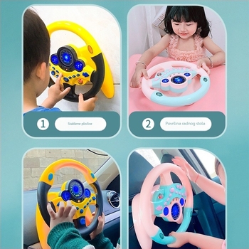 Dječji volan za stražnje sjedalo automobila – simulacija vožnje, plastika, za djecu 0–3 godine