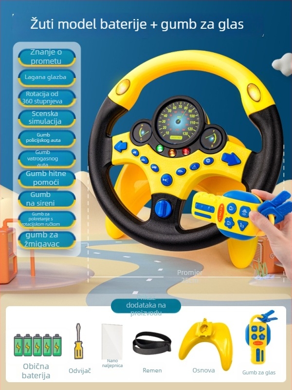 Dječji volan za stražnje sjedalo automobila – simulacija vožnje, plastika, za djecu 0–3 godine