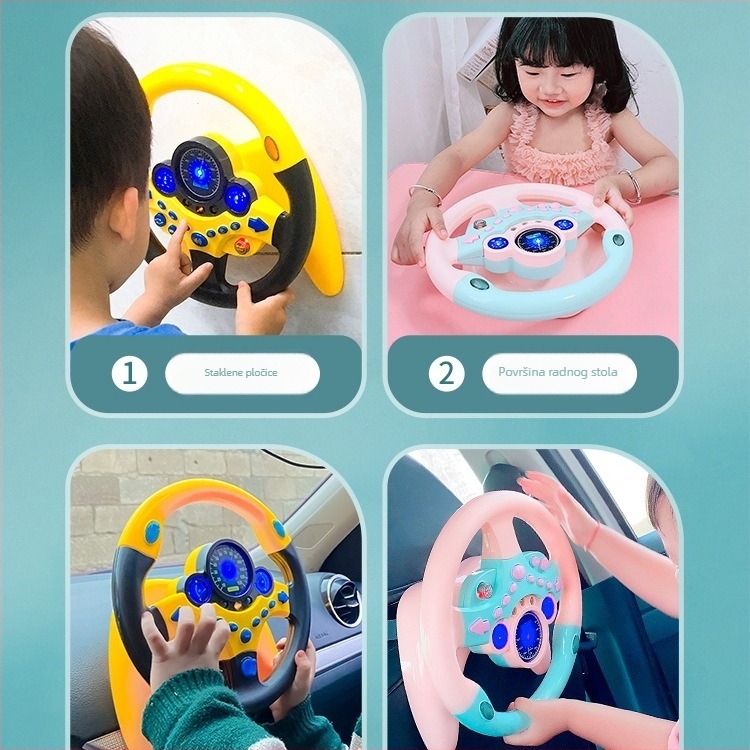 Dječji volan za stražnje sjedalo automobila – simulacija vožnje, plastika, za djecu 0–3 godine