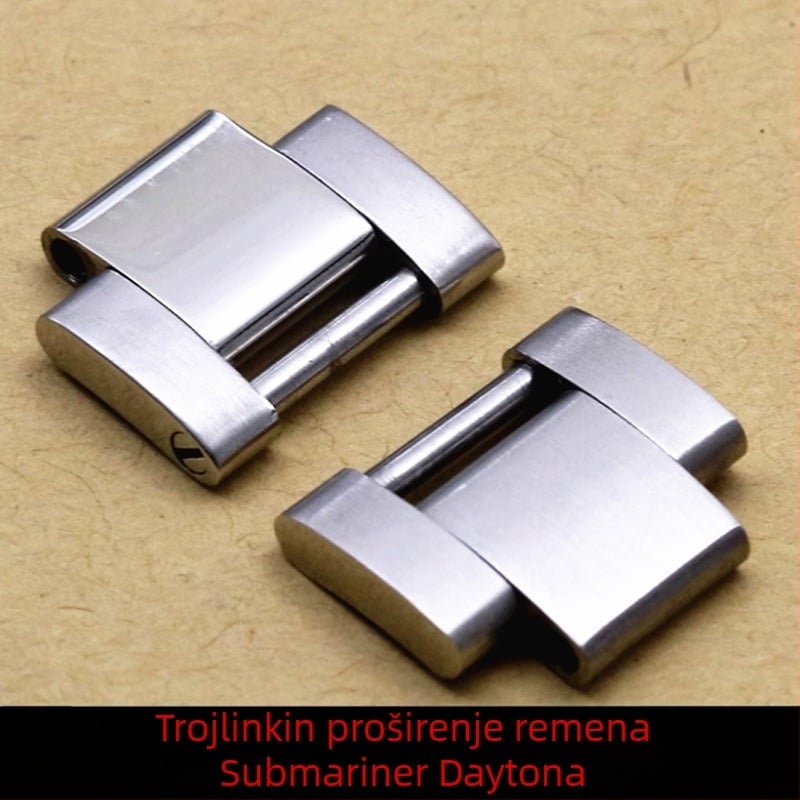 Remen za sat od nehrđajućeg čelika sa skrivenim produženjem od tri članka, brušeni završetak, vijčane spojnice