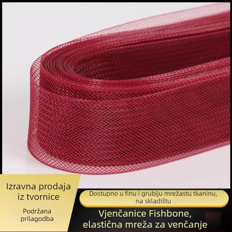 Elastična mreža s fishbone uzorkom za odjeću i dodatke — poliesterski filament, Hengyi