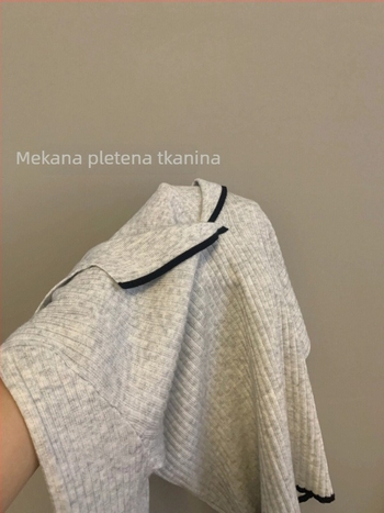 Ženski pleteni džemper s V-izrezom i blokovima boja, jesen, dugi rukavi