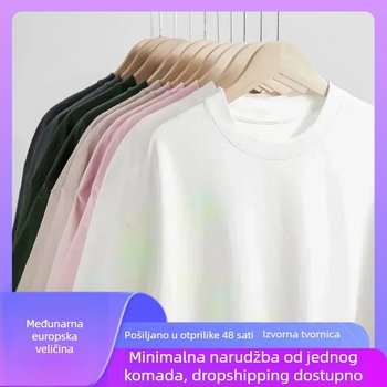 Muška pamučna T‑majica slobodnog kroja s okruglim izrezom, kratki rukavi, print s slovima, 91–95% pamuka
