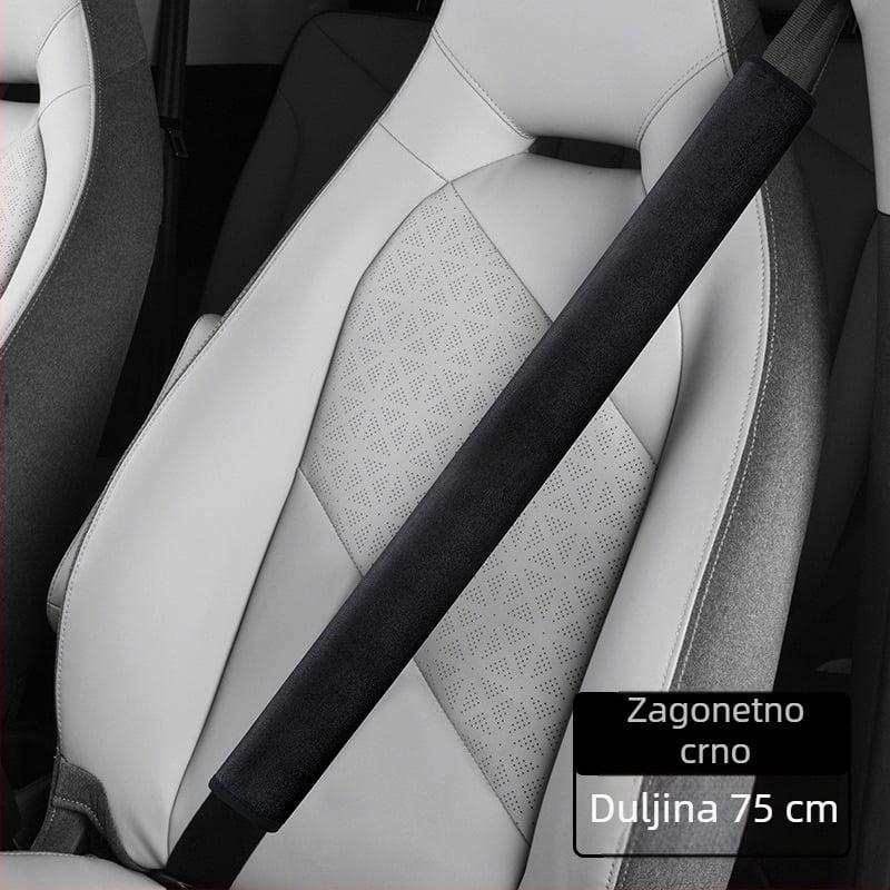 Dekorativni zaštitnik za rame sigurnosnog pojasa automobila, jelenska koža (sued), dekorativni dodatak, bez logotipa