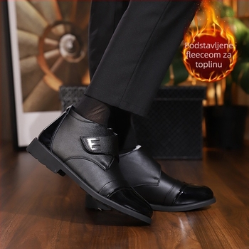 Kožne čizme PU, zimska toplina od umjetnog krzna, Velcro zatvarač, injekcijski oblikovana potplata