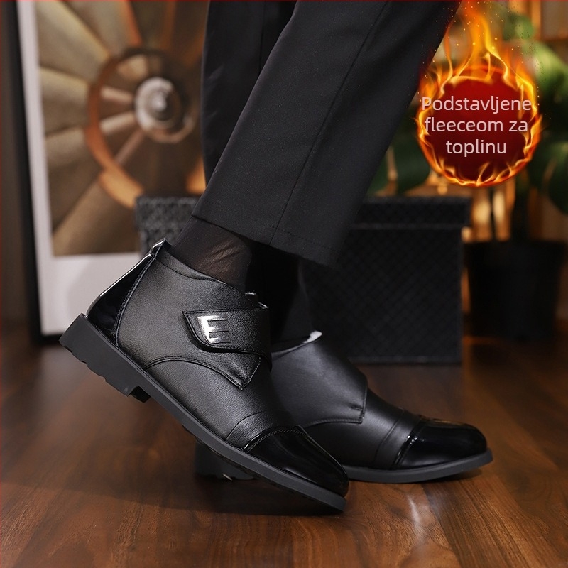 Kožne čizme PU, zimska toplina od umjetnog krzna, Velcro zatvarač, injekcijski oblikovana potplata
