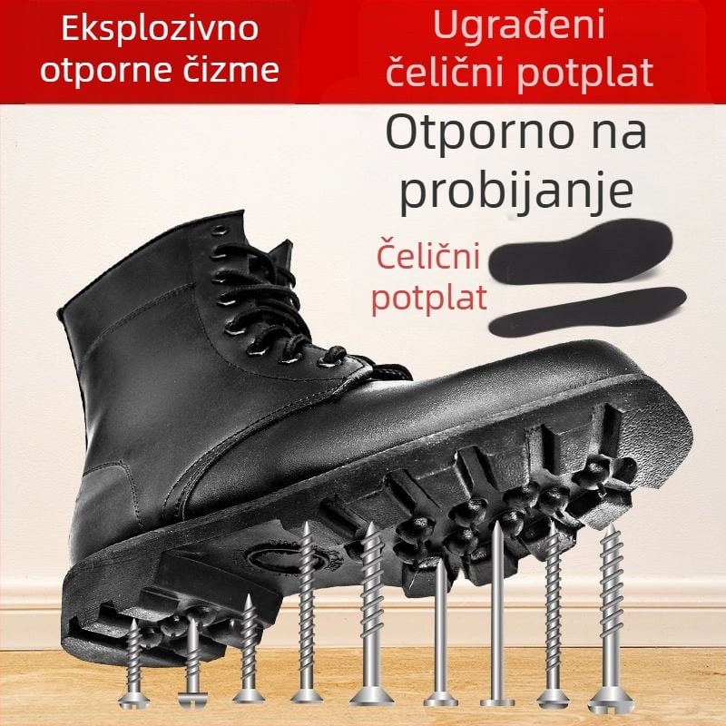 Muške kožne vojničke čizme s toplom podstavom, visokim krojem, outdoor obuća