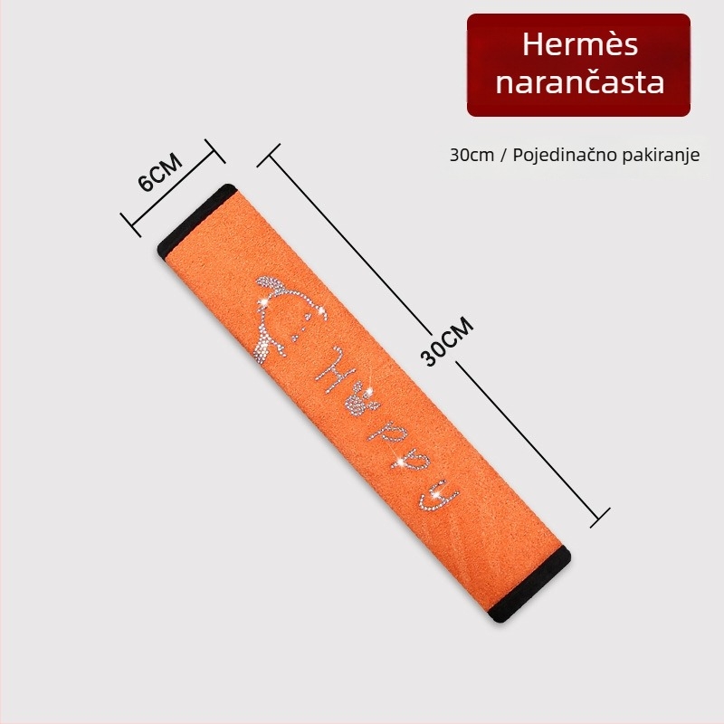 Automobilska navlaka za pojas ramena, pliš materijal, anti-udahva dizajn, ukrašena dijamantima, zaštita od habanja, težina 0,12 kg
