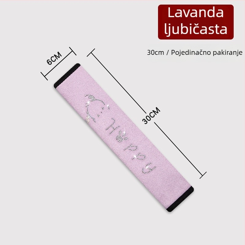 Automobilska navlaka za pojas ramena, pliš materijal, anti-udahva dizajn, ukrašena dijamantima, zaštita od habanja, težina 0,12 kg