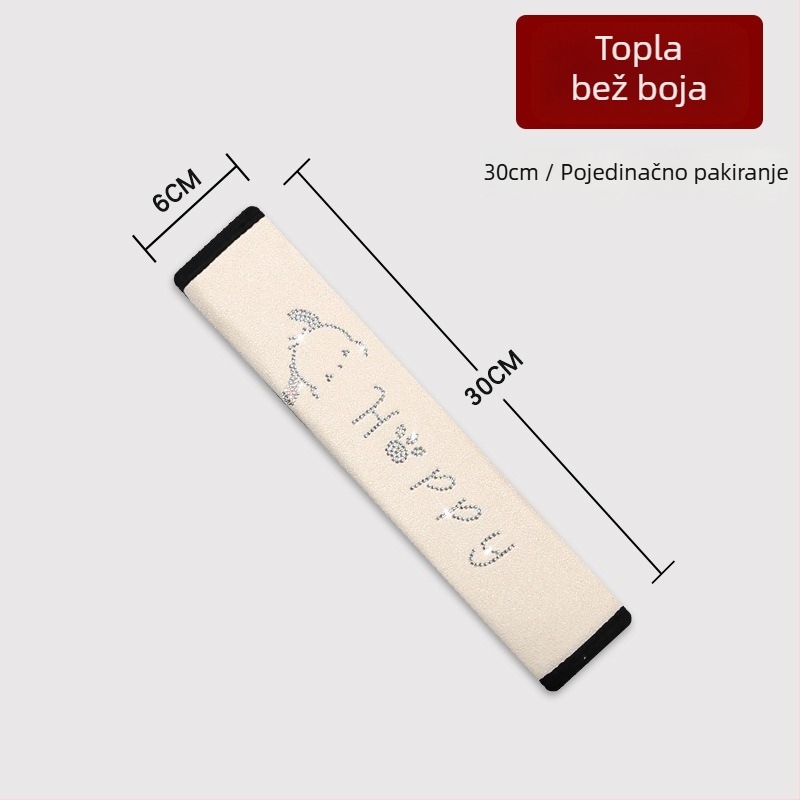 Automobilska navlaka za pojas ramena, pliš materijal, anti-udahva dizajn, ukrašena dijamantima, zaštita od habanja, težina 0,12 kg
