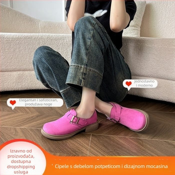 Ženske slip-on loaferice s debelom potplatom za povećanje visine, okrugli vrh, niski gornji dio, svakodnevna obuća