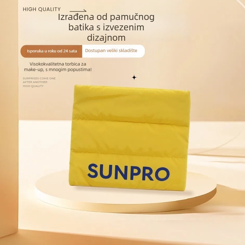 Putna kozmetička torbica za putovanje, horizontalni kvadratni oblik, poliester, natpis s slovima, zatvaranje na zip