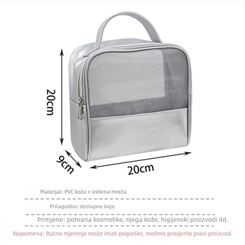 Kozmetička torbica od PU kože, korejski stil, kapacitet 20–35 L, zatvaranje na zip, unutarnja džep sa zipom.