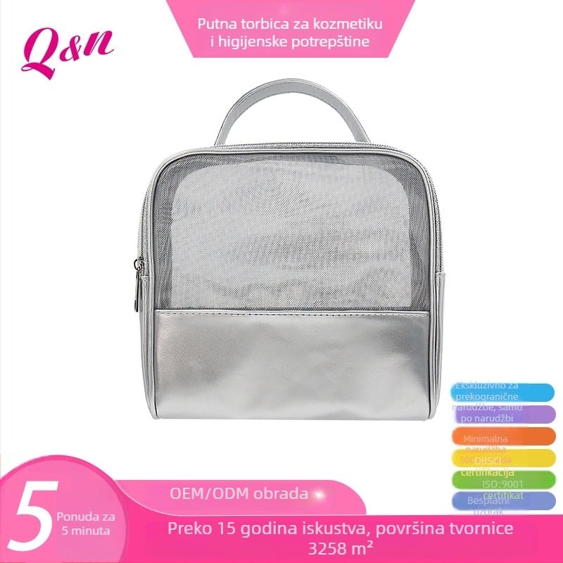 Kozmetička torbica od PU kože, korejski stil, kapacitet 20–35 L, zatvaranje na zip, unutarnja džep sa zipom.