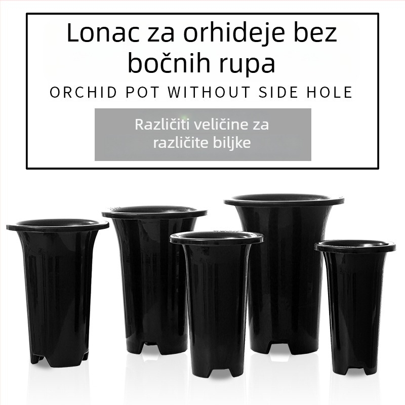 Lonac za orhideje bez bočnih rupa, plastičan, povećan i debel, prozračan, injekcijsko oblikovan