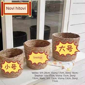 Pleteni set cvjetnih posuda — skandinavski stil, materijal: loza, dekorativna unutarnja posuda