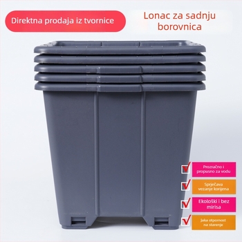 Lonac za borovnice, 30 L / 7 galona, plastičan, velik kvadratni, prozračan, kontrola korijena