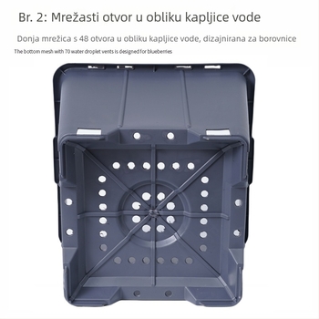 Lonac za borovnice, 30 L / 7 galona, plastičan, velik kvadratni, prozračan, kontrola korijena