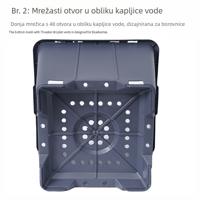 Lonac za borovnice, 30 L / 7 galona, plastičan, velik kvadratni, prozračan, kontrola korijena