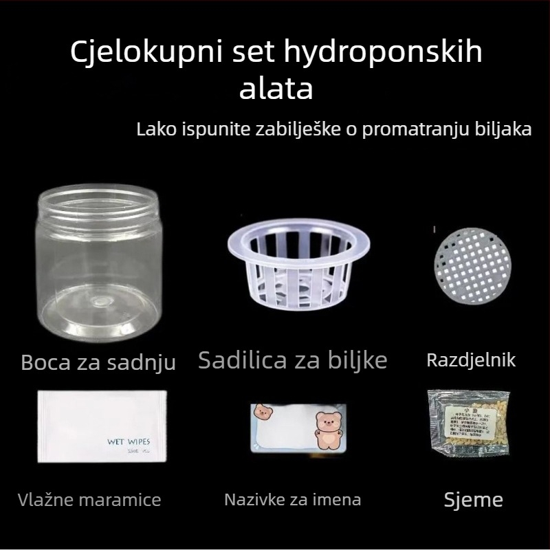Hidroponski set za sjemenke graha u glaziranoj porcelanskoj posudi za kućno vrtlarenje, podno postolje, otporan na koroziju