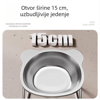 Posuda za mačke od nehrđajućeg čelika s nagnutim rubom za zaštitu vrata