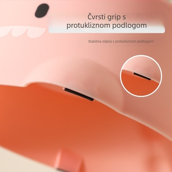 Miska za hranu mačke u obliku dinosaura, nehrđajući čelik, dizajn s nagibom otvora radi zaštite vrata, jednobojna posuda za hranjenje