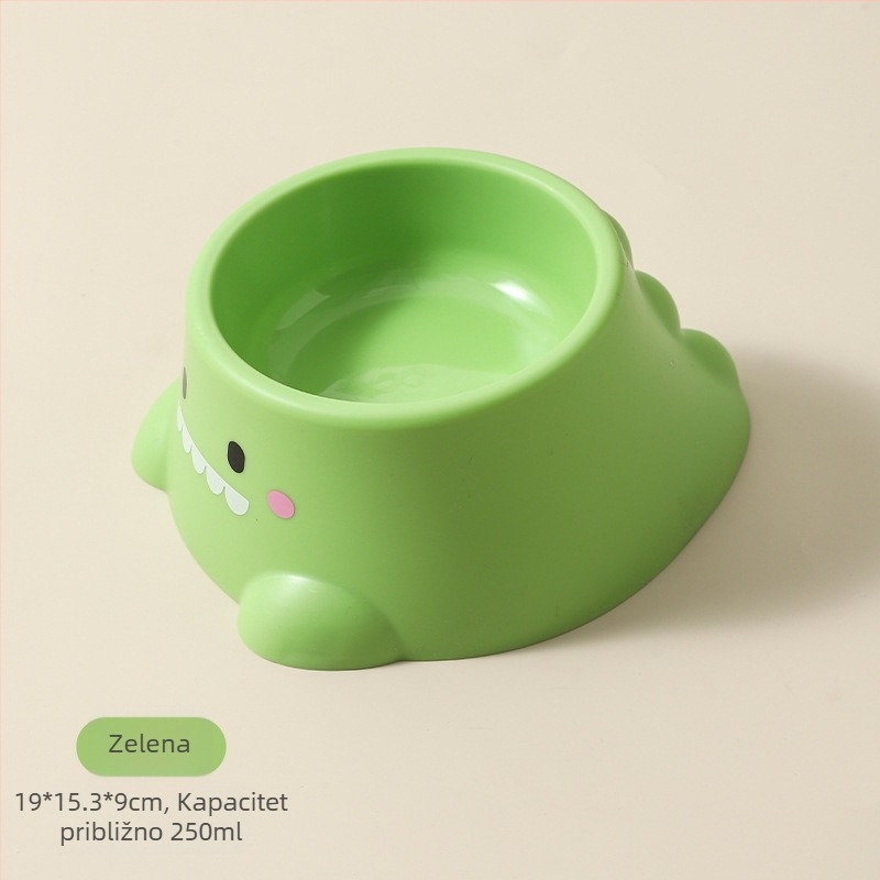 Miska za hranu mačke u obliku dinosaura, nehrđajući čelik, dizajn s nagibom otvora radi zaštite vrata, jednobojna posuda za hranjenje