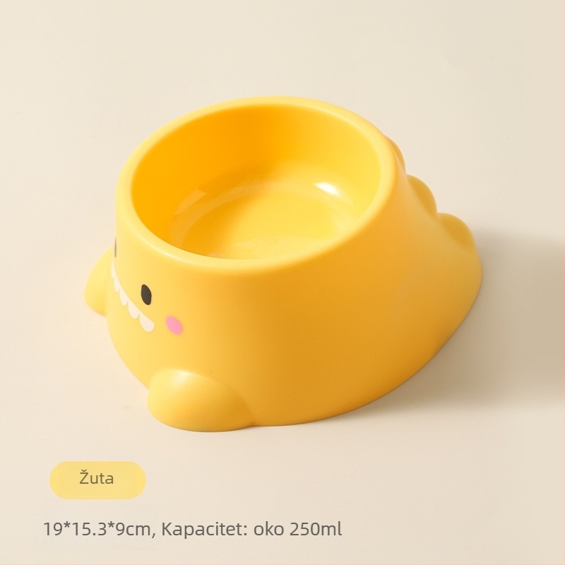 Miska za hranu mačke u obliku dinosaura, nehrđajući čelik, dizajn s nagibom otvora radi zaštite vrata, jednobojna posuda za hranjenje