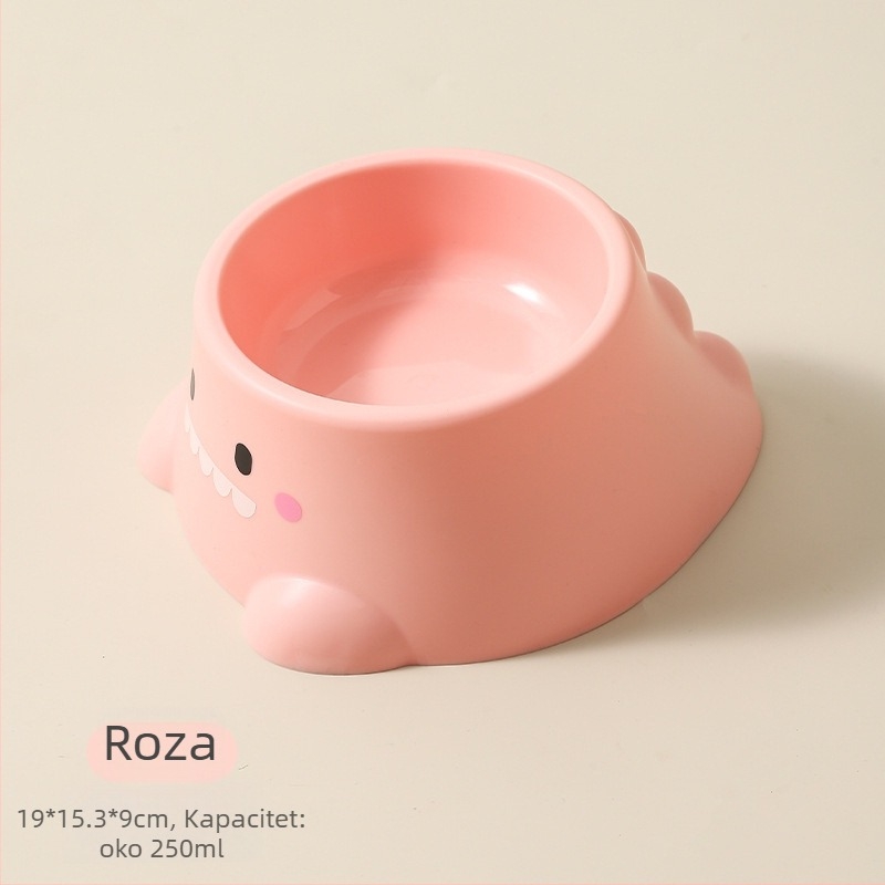 Miska za hranu mačke u obliku dinosaura, nehrđajući čelik, dizajn s nagibom otvora radi zaštite vrata, jednobojna posuda za hranjenje