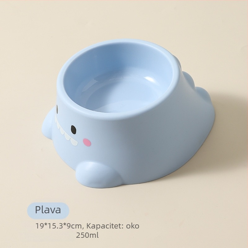 Miska za hranu mačke u obliku dinosaura, nehrđajući čelik, dizajn s nagibom otvora radi zaštite vrata, jednobojna posuda za hranjenje